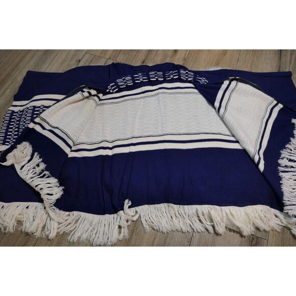 VINTAGE King of the Ponchos Country Place Women Zipper Poncho Cape Fringe Sz 12 - Picture 12 of 16